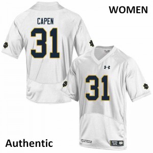 Women's Cole Capen White UND #31 Authentic NCAA Jersey