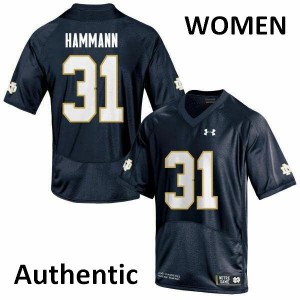 Womens Grant Hammann Navy Notre Dame #31 Authentic Player Jerseys