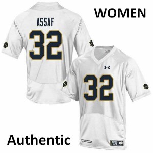 Womens Mick Assaf White Notre Dame #32 Authentic College Jerseys