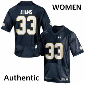 Women's Josh Adams Navy Blue University of Notre Dame #33 Authentic Official Jerseys