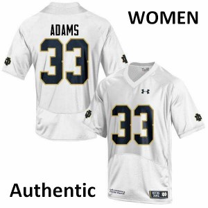 Women Josh Adams White University of Notre Dame #33 Authentic Player Jerseys