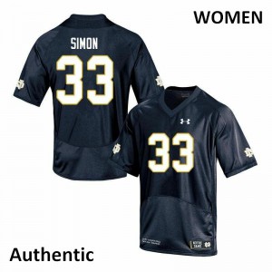 Women Shayne Simon Navy UND #33 Authentic Football Jerseys