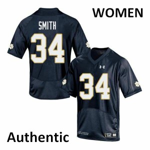 Womens Jahmir Smith Navy Irish #34 Authentic NCAA Jerseys