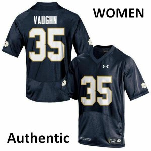 Women Donte Vaughn Navy Blue Notre Dame #35 Authentic Football Jerseys