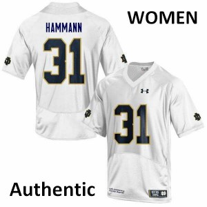 Womens Grant Hammann White University of Notre Dame #35 Authentic Stitched Jerseys