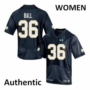 Women's Brian Ball Navy Notre Dame #36 Authentic University Jerseys