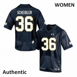 Womens Eddie Scheidler Navy Notre Dame #36 Authentic Stitched Jerseys