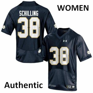 Women Christopher Schilling Navy Blue UND #38 Authentic Embroidery Jersey
