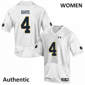Women's Avery Davis White Irish #4 Authentic Alumni Jerseys