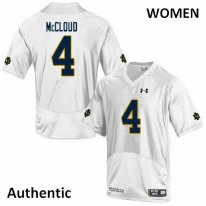Women Nick McCloud White University of Notre Dame #4 Authentic University Jerseys