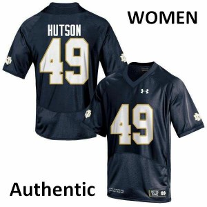 Womens Brandon Hutson Navy Blue University of Notre Dame #49 Authentic Stitch Jersey