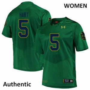 Womens Cam Hart Green UND #5 Authentic Stitched Jerseys