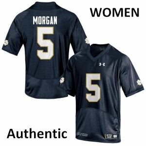 Women Nyles Morgan Navy Blue Irish #5 Authentic Football Jersey
