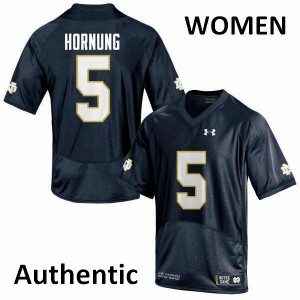 Women Paul Hornung Navy Blue University of Notre Dame #5 Authentic College Jerseys