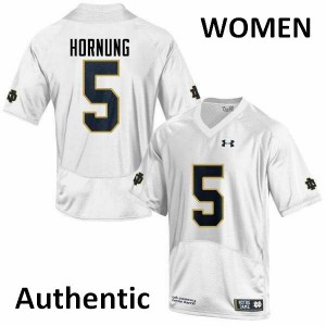 Womens Paul Hornung White UND #5 Authentic Stitched Jersey