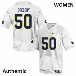 Womens Reed Gregory White Notre Dame #50 Authentic Official Jersey