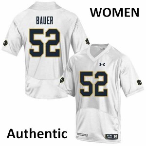 Women's Bo Bauer White Fighting Irish #52 Authentic Official Jerseys