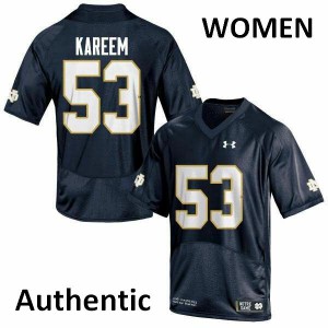 Women Khalid Kareem Navy Blue Notre Dame Fighting Irish #53 Authentic Stitched Jersey