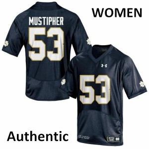 Womens Sam Mustipher Navy Blue Notre Dame Fighting Irish #53 Authentic NCAA Jersey