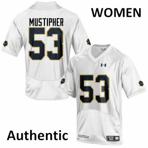 Womens Sam Mustipher White UND #53 Authentic College Jerseys