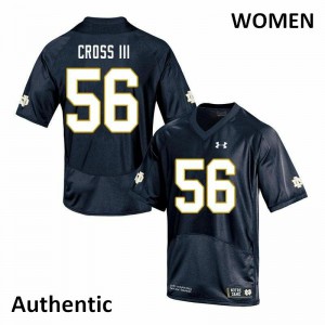 Womens Howard Cross III Navy Notre Dame Fighting Irish #56 Authentic Embroidery Jerseys