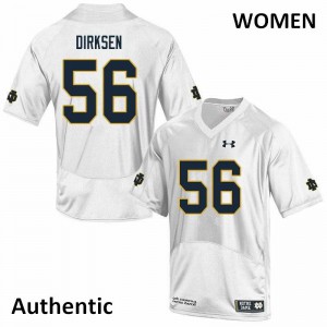 Women's John Dirksen White Irish #56 Authentic Player Jersey