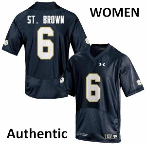 Women's Equanimeous St. Brown Navy Blue Notre Dame Fighting Irish #6 Authentic College Jerseys