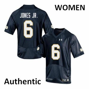 Womens Tony Jones Jr. Navy Notre Dame Fighting Irish #6 Authentic Stitch Jersey