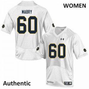 Women's Cole Mabry White Notre Dame #60 Authentic Football Jerseys