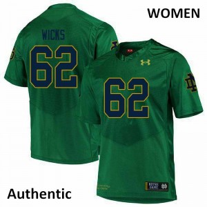 Women's Brennan Wicks Green Irish #62 Authentic Stitch Jerseys