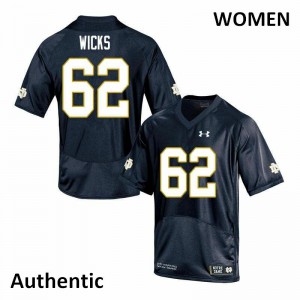 Women Brennan Wicks Navy Notre Dame #62 Authentic Football Jersey