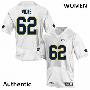 Womens Brennan Wicks White Notre Dame #62 Authentic NCAA Jerseys