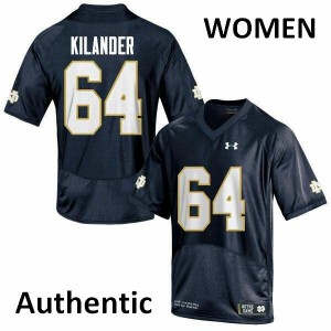 Women's Ryan Kilander Navy Blue Notre Dame #64 Authentic College Jerseys