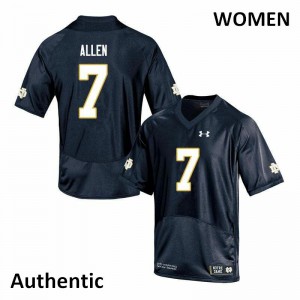 Women Derrik Allen Navy UND #7 Authentic Official Jersey