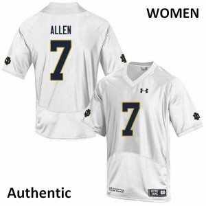 Womens Derrik Allen White Notre Dame #7 Authentic Football Jersey