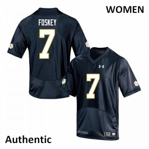 Womens Isaiah Foskey Navy Irish #7 Authentic NCAA Jerseys