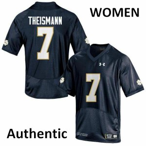 Women's Joe Theismann Navy Blue Notre Dame Fighting Irish #7 Authentic Stitched Jerseys