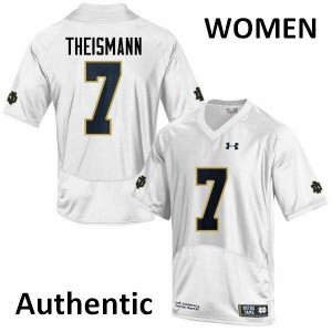 Women's Joe Theismann White Irish #7 Authentic College Jersey