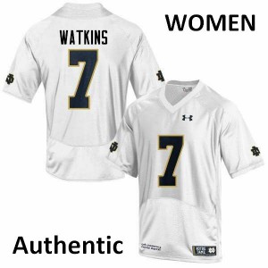 Women Nick Watkins White Notre Dame #7 Authentic Football Jerseys