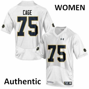 Women Daniel Cage White Fighting Irish #75 Authentic Football Jersey