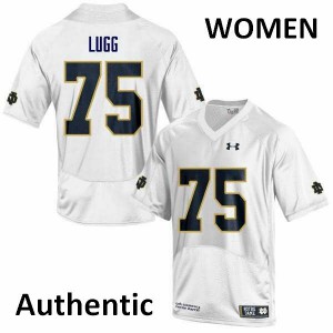 Womens Josh Lugg White University of Notre Dame #75 Authentic Embroidery Jerseys