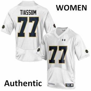 Womens Brandon Tiassum White Fighting Irish #77 Authentic University Jerseys