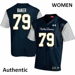 Women's Tosh Baker Navy Blue Notre Dame Fighting Irish #79 Alternate Authentic High School Jersey