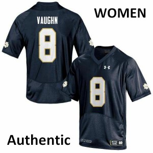 Women Donte Vaughn Navy Notre Dame Fighting Irish #8 Authentic Stitch Jerseys