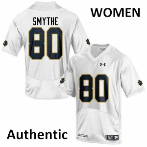 Women's Durham Smythe White UND #80 Authentic Football Jersey