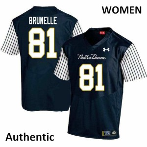 Womens Jay Brunelle Navy Blue University of Notre Dame #81 Alternate Authentic Player Jerseys