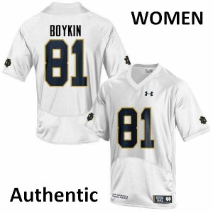 Womens Miles Boykin White UND #81 Authentic University Jerseys