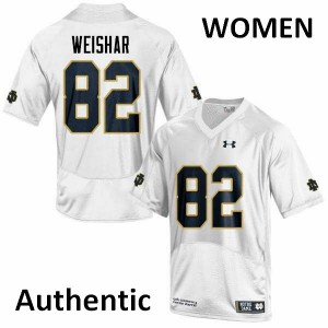 Women's Nic Weishar White University of Notre Dame #82 Authentic College Jersey