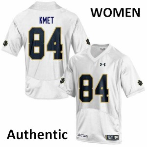 Women Cole Kmet White Notre Dame Fighting Irish #84 Authentic Stitched Jersey