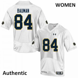 Women Kevin Bauman White University of Notre Dame #84 Authentic University Jersey